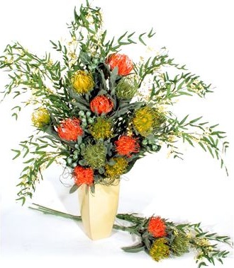 bouquet of leucosperum flowers