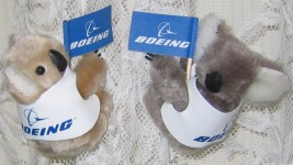 clip-on koala toys in custom printed vests with custom printed flags